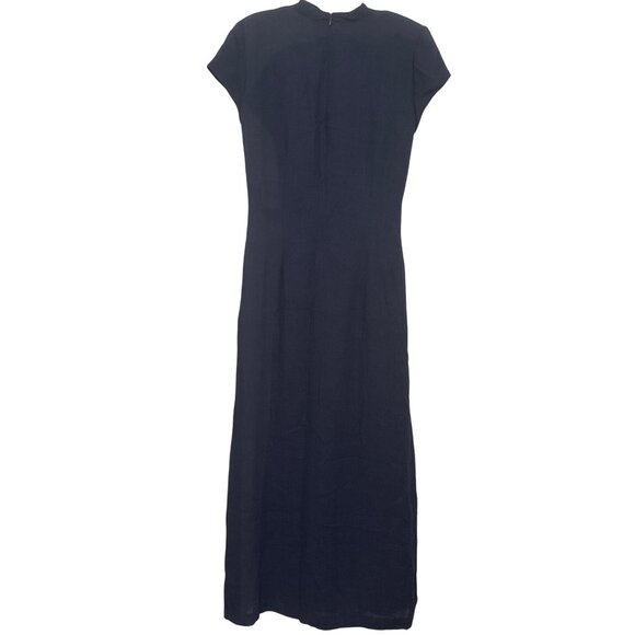 David Warren New York Navy Midi Dress W/ Rhinestone Detail & Cap Sleeves Size 12 - Picture 3 of 6